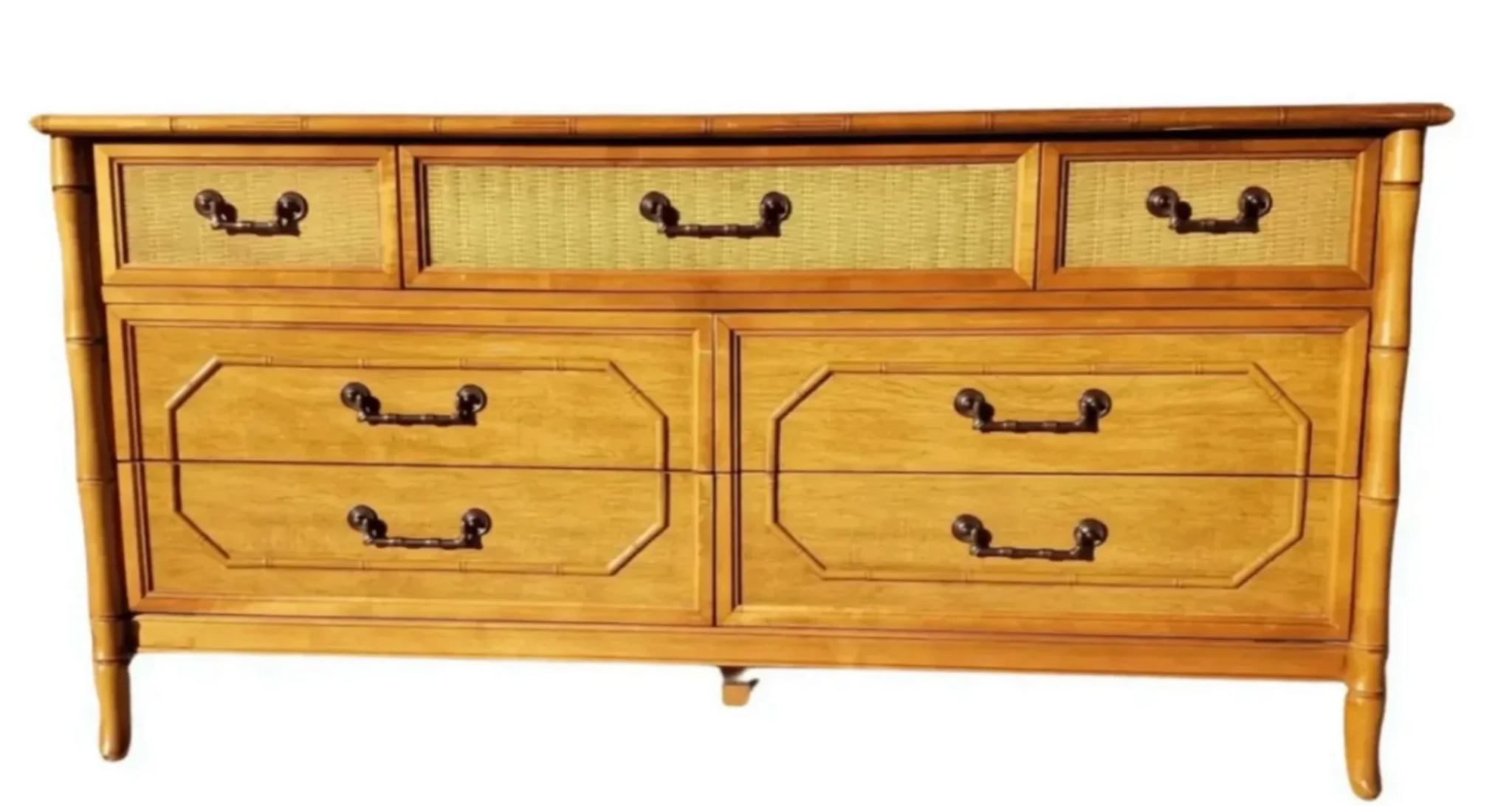 Vintage Broyhill Furniture Faux Bamboo Dresser Available for Custom Lacquer   Hibiscus House