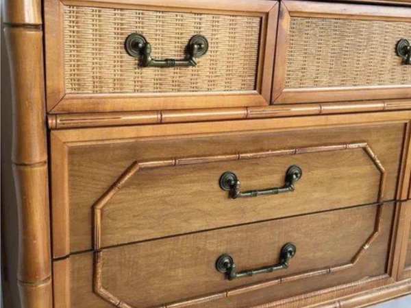 Vintage Broyhill Furniture Faux Bamboo Dresser Available for Custom Lacquer