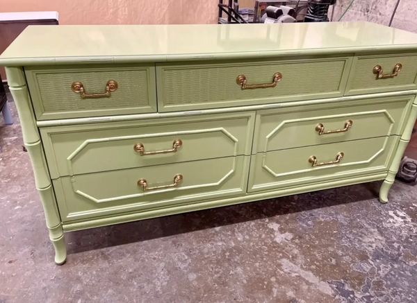 Vintage Broyhill Furniture Faux Bamboo Dresser Available for Custom Lacquer