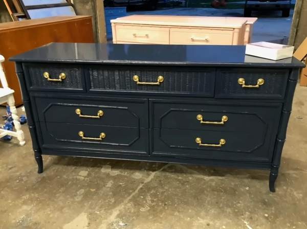 Vintage Broyhill Furniture Faux Bamboo Dresser Available for Custom Lacquer