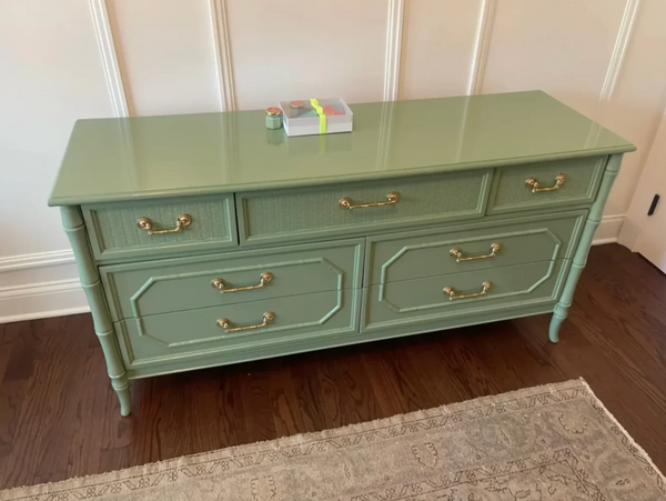 Vintage Broyhill Furniture Faux Bamboo Dresser Available for Custom Lacquer