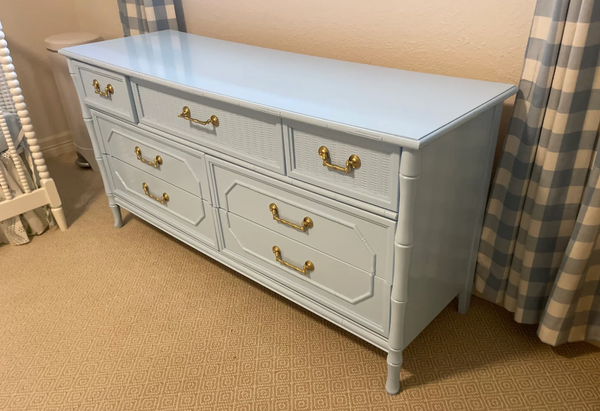 Vintage Broyhill Furniture Faux Bamboo Dresser Available for Custom Lacquer