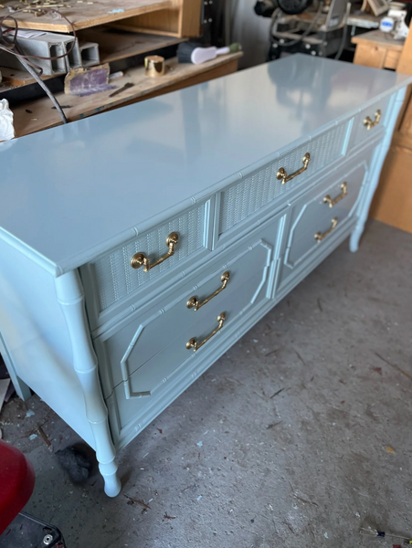 Vintage Broyhill Furniture Faux Bamboo Dresser Available for Custom Lacquer