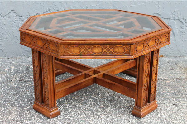 Vintage Chippendale Style Hexagon Coffee Table Available for Custom Lacquer!