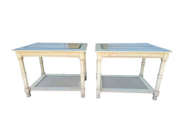 Pair of Vintage Mersman Faux Bamboo Side Tables Available for Custom Lacquer! - Hibiscus House