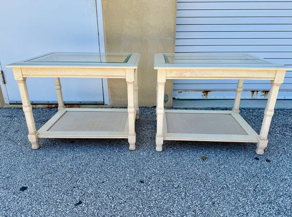 Pair of Vintage Mersman Faux Bamboo Side Tables Available for Custom Lacquer! - Hibiscus House
