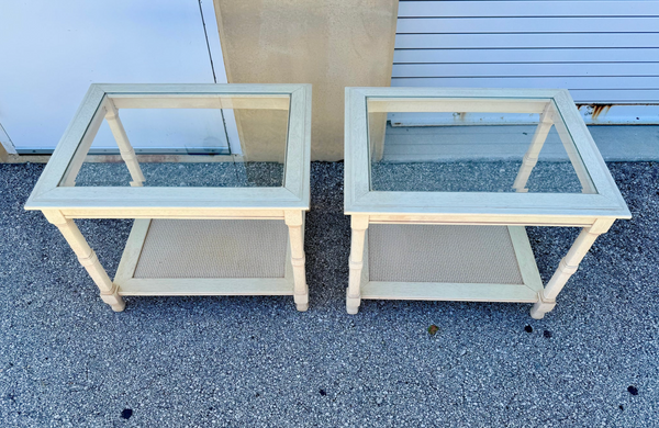 Pair of Vintage Mersman Faux Bamboo Side Tables Available for Custom Lacquer! - Hibiscus House