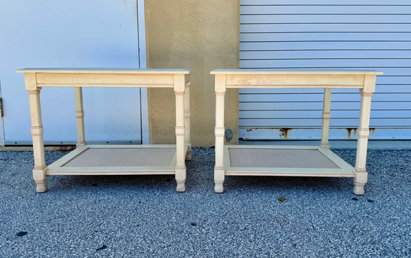 Pair of Vintage Mersman Faux Bamboo Side Tables Available for Custom Lacquer! - Hibiscus House