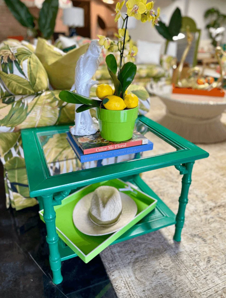 Pair of Vintage Mersman Faux Bamboo Side Tables Available for Custom Lacquer! - Hibiscus House