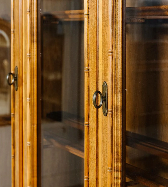 Vintage Broyhill Furniture Faux Bamboo Two-Piece Arched Top China Cabinet Available to Customize!