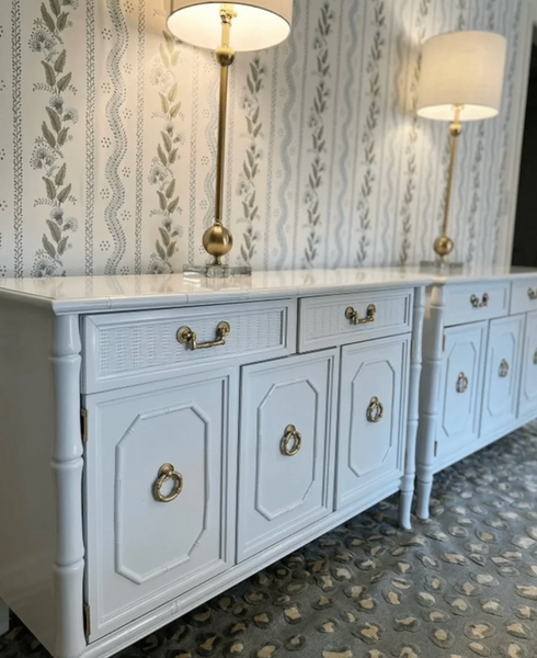 Vintage Broyhill Faux Bamboo Large Server Pair Available for Custom Lacquer!