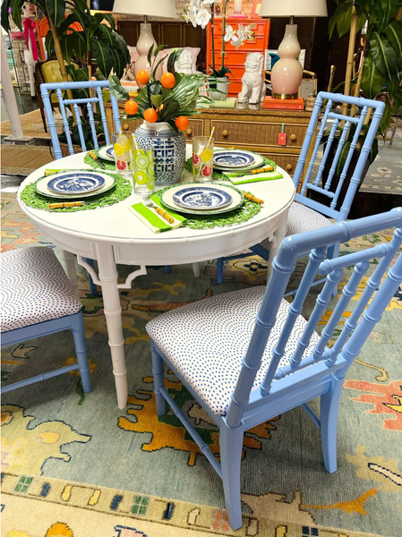 Vintage Thomasville Allegro Faux Bamboo Set of Four Chairs Available for Custom Lacquer!