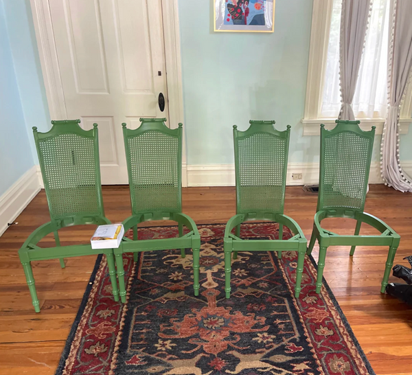 Vintage Thomasville Allegro Faux Bamboo Set of Four Chairs Available for Custom Lacquer!