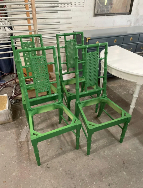 Vintage Thomasville Allegro Faux Bamboo Set of Four Chairs Available for Custom Lacquer!