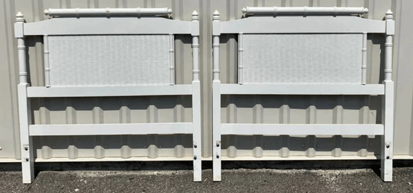Vintage Faux Bamboo Pagoda Style Twin Headboard Pair Available for Custom Lacquer! - Hibiscus House