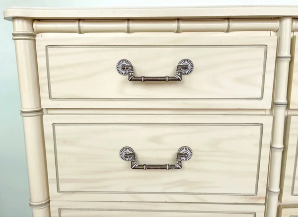 Vintage Faux Bamboo Classic Triple Straight Hardware Dresser Available to Customize!