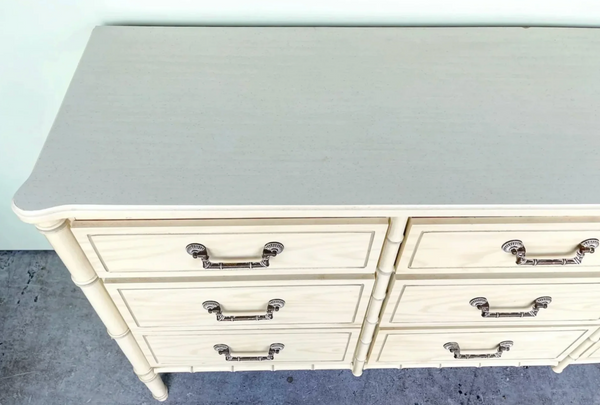 Vintage Faux Bamboo Classic Triple Straight Hardware Dresser Available to Customize!