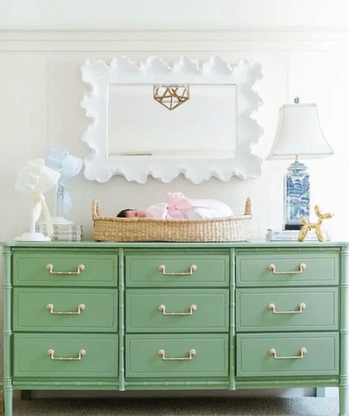 Vintage Faux Bamboo Classic Triple Straight Hardware Dresser Available to Customize!