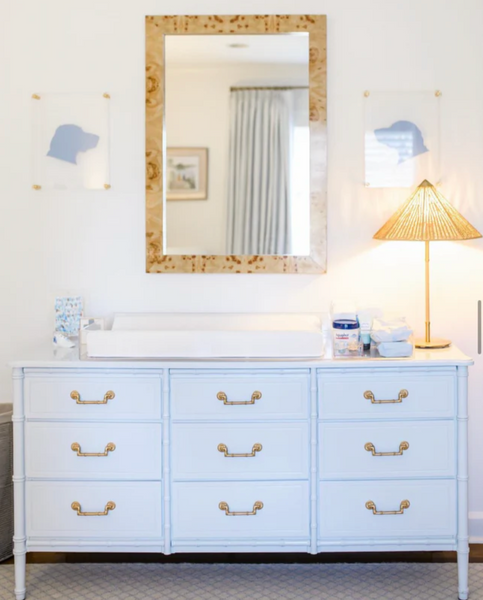 Vintage Faux Bamboo Classic Triple Straight Hardware Dresser Available to Customize!