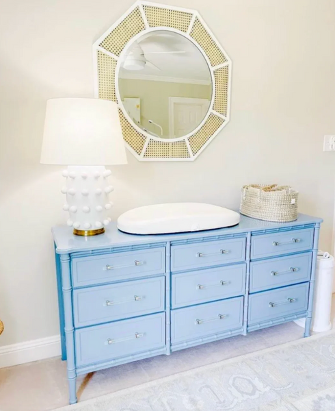 Vintage Faux Bamboo Classic Triple Straight Hardware Dresser Available to Customize!