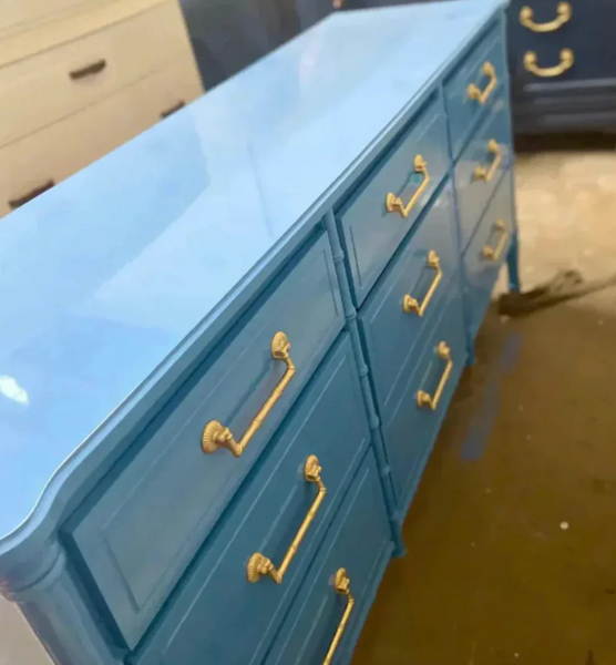 Vintage Faux Bamboo Classic Triple Straight Hardware Dresser Available to Customize!