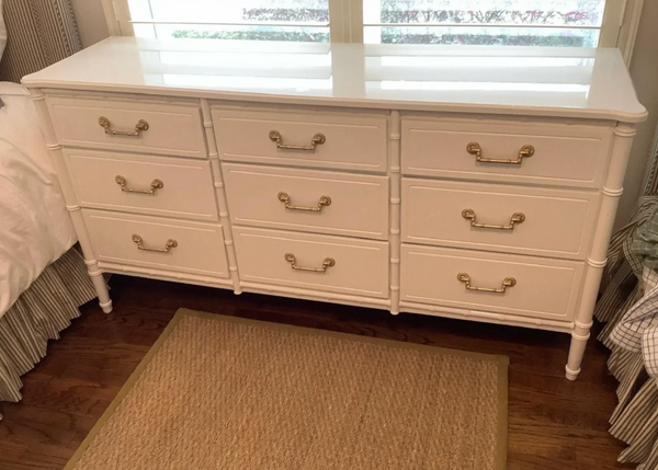 Vintage Faux Bamboo Classic Triple Straight Hardware Dresser Available to Customize!