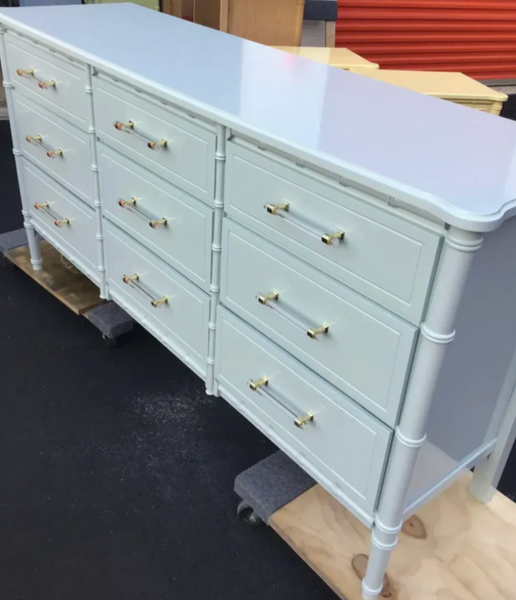 Vintage Faux Bamboo Classic Triple Straight Hardware Dresser Available to Customize!