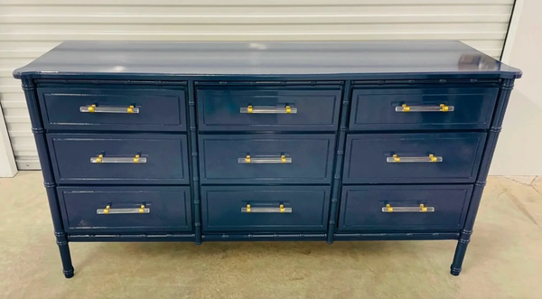 Vintage Faux Bamboo Classic Triple Straight Hardware Dresser Available to Customize!