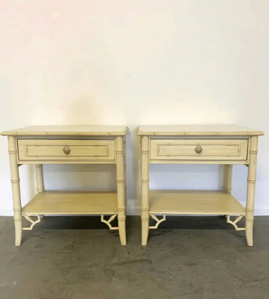 Thomasville Allegro Faux Bamboo Nightstand Pair with Fretwork Available to Customize!