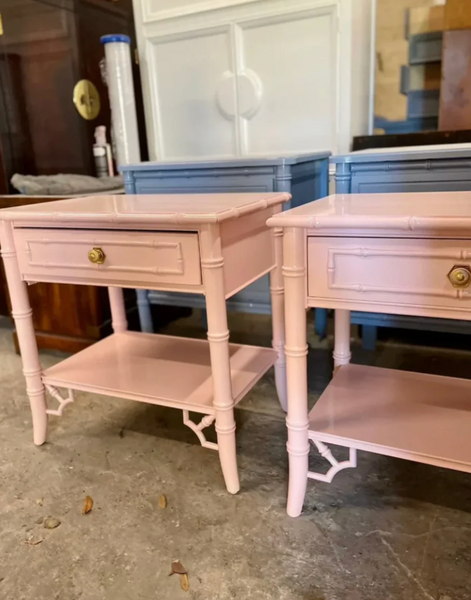 Thomasville Allegro Faux Bamboo Nightstand Pair with Fretwork Available to Customize!