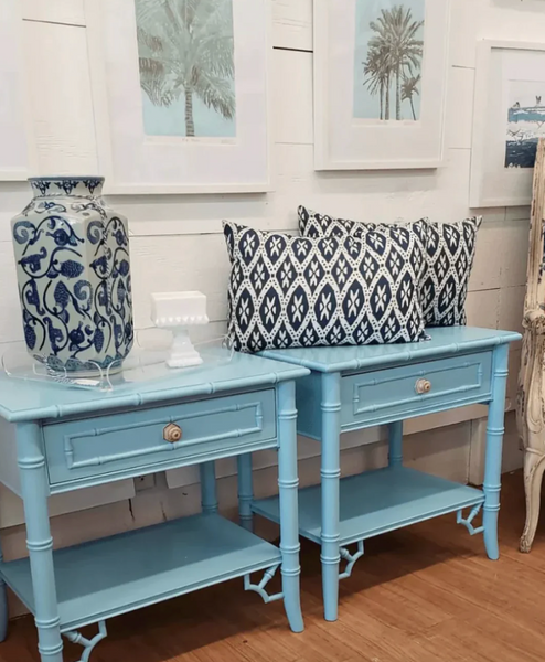 Thomasville Allegro Faux Bamboo Nightstand Pair with Fretwork Available to Customize!