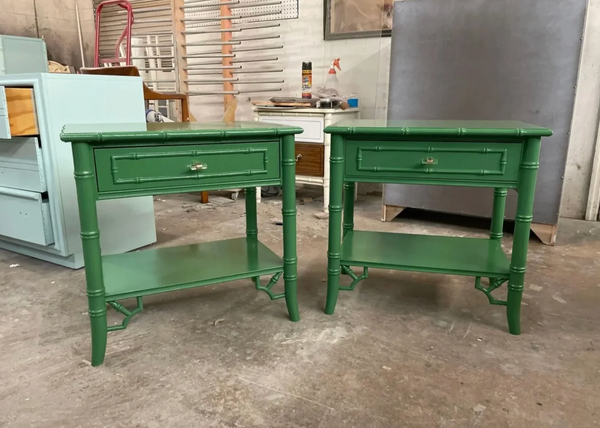 Thomasville Allegro Faux Bamboo Nightstand Pair with Fretwork Available to Customize!