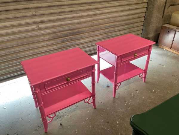 Thomasville Allegro Faux Bamboo Nightstand Pair with Fretwork Available to Customize!