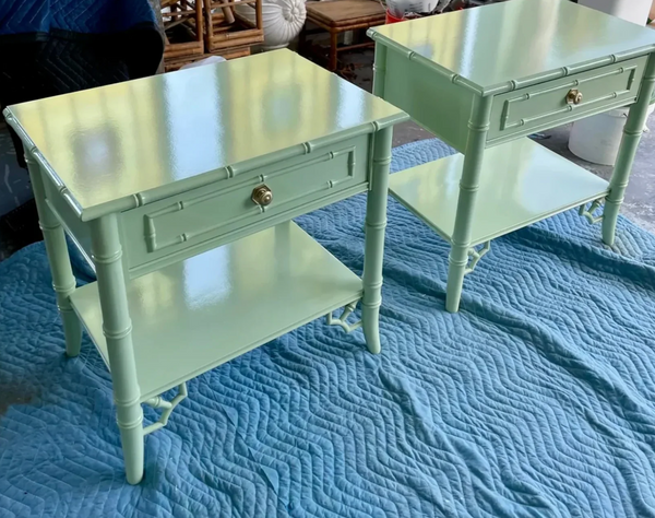 Thomasville Allegro Faux Bamboo Nightstand Pair with Fretwork Available to Customize!