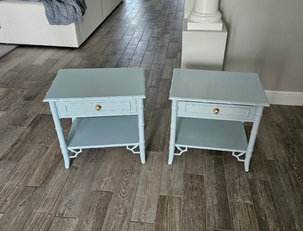 Thomasville Allegro Faux Bamboo Nightstand Pair with Fretwork Available to Customize!