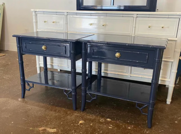 Thomasville Allegro Faux Bamboo Nightstand Pair with Fretwork Available to Customize!