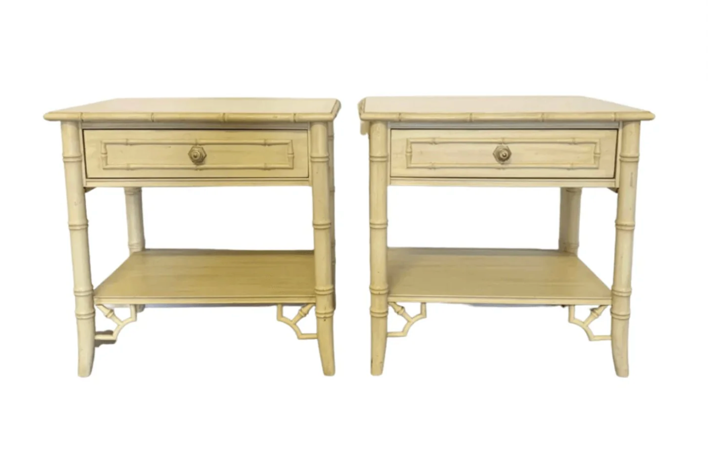 Thomasville Allegro Faux Bamboo Nightstand Pair with Fretwork Available to Customize!