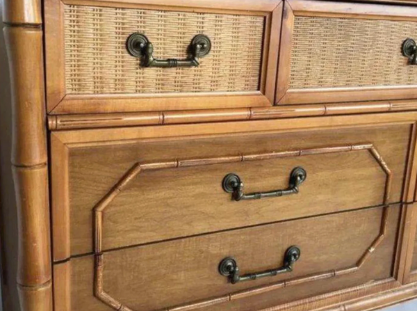 Vintage Broyhill Furniture Seven-Drawer Faux Bamboo Dresser Available to Customize!