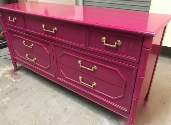 Vintage Broyhill Furniture Seven-Drawer Faux Bamboo Dresser Available to Customize!