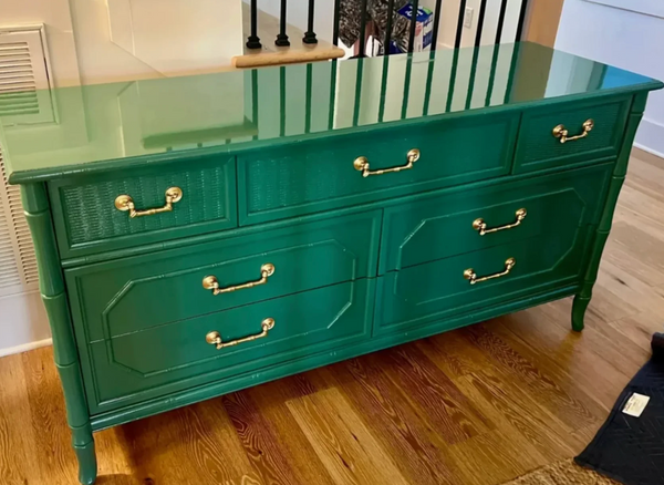 Vintage Broyhill Furniture Seven-Drawer Faux Bamboo Dresser Available to Customize!