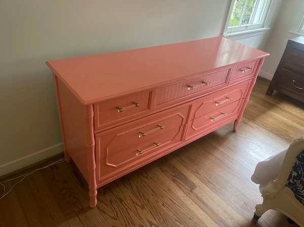 Vintage Broyhill Furniture Seven-Drawer Faux Bamboo Dresser Available to Customize!
