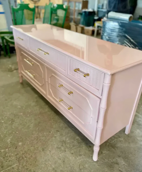 Vintage Broyhill Furniture Seven-Drawer Faux Bamboo Dresser Available to Customize!