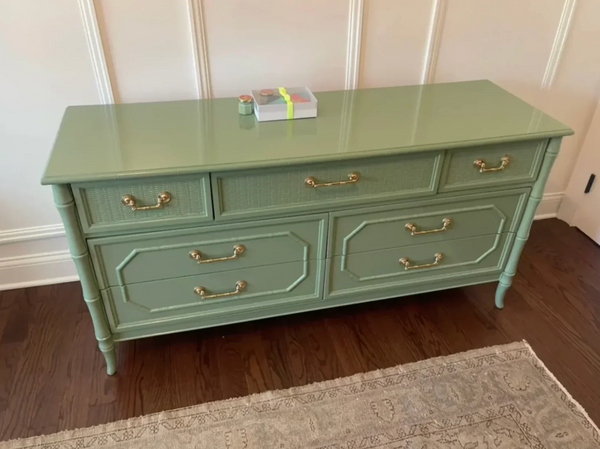 Vintage Broyhill Furniture Seven-Drawer Faux Bamboo Dresser Available to Customize!
