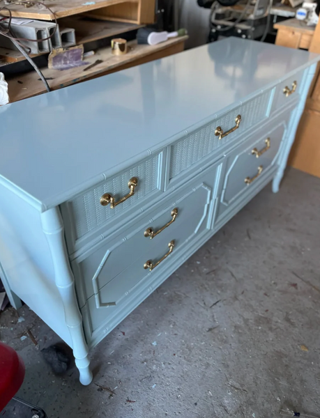 Vintage Broyhill Furniture Seven-Drawer Faux Bamboo Dresser Available to Customize!