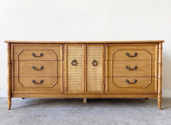 Vintage Broyhill Furniture Faux Bamboo Credenza Available to Customize!