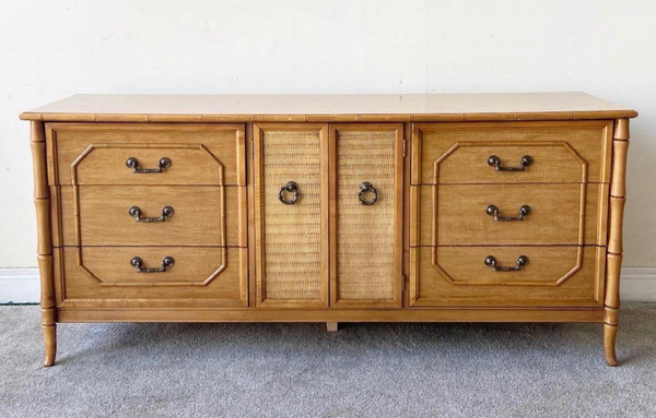 Vintage Broyhill Furniture Faux Bamboo Credenza Available to Customize!