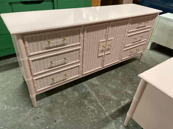 Vintage Broyhill Furniture Faux Bamboo Credenza Available to Customize!