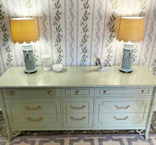 Vintage Thomasville Allegro Faux Bamboo Triple Dresser Available for Custom Lacquer!