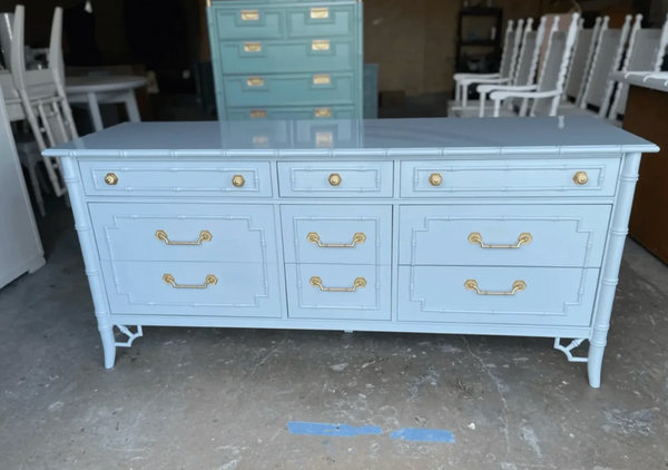 Vintage Thomasville Allegro Faux Bamboo Triple Dresser Available for Custom Lacquer!