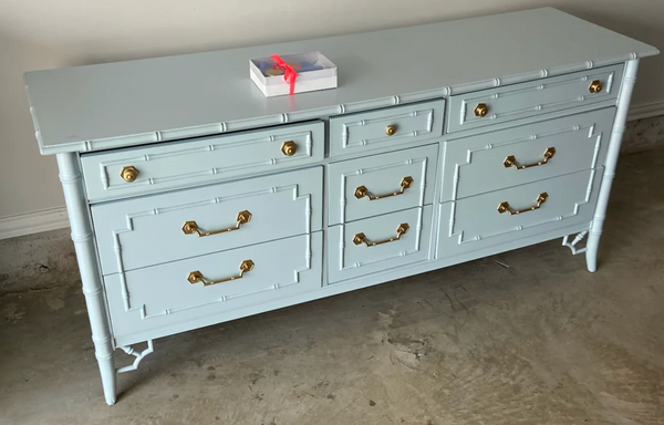 Vintage Thomasville Allegro Faux Bamboo Triple Dresser Available for Custom Lacquer!